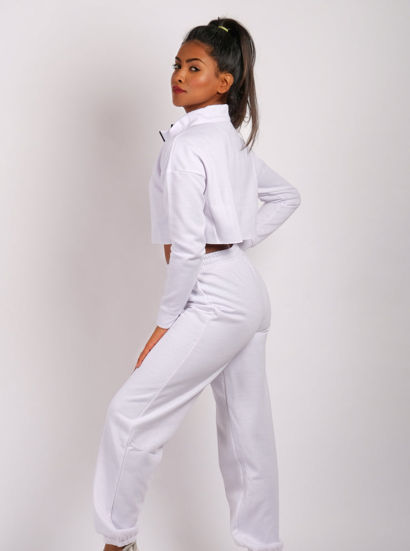 White high sale waisted joggers