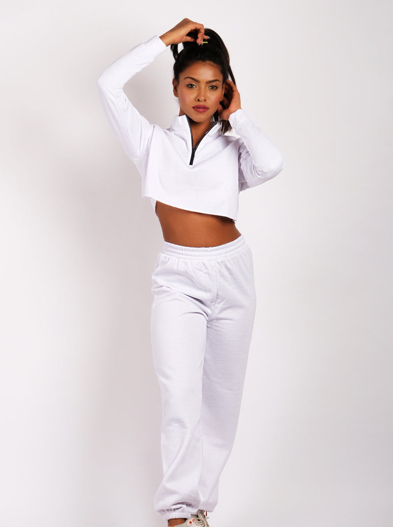 White high hot sale waisted joggers